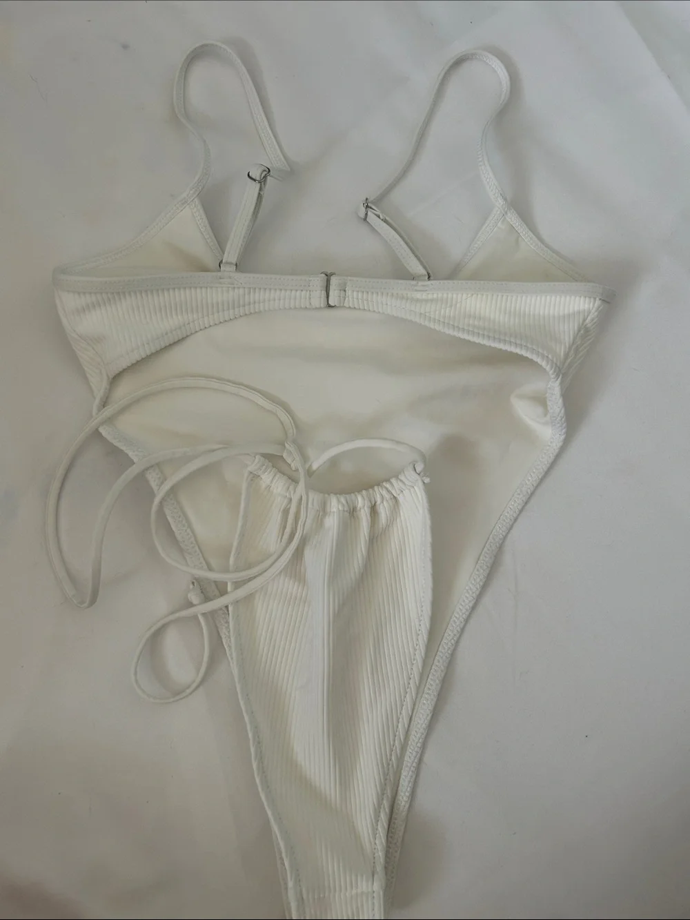 Frankies Bikinis Croft High Cut Ribbed One Piece Swimsuit in White